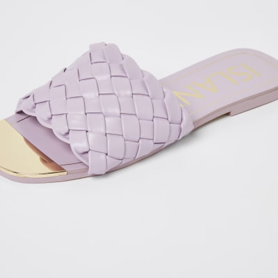 Purple woven flat sandal