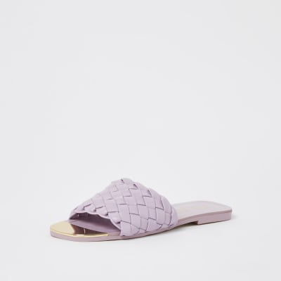 Purple woven flat sandal