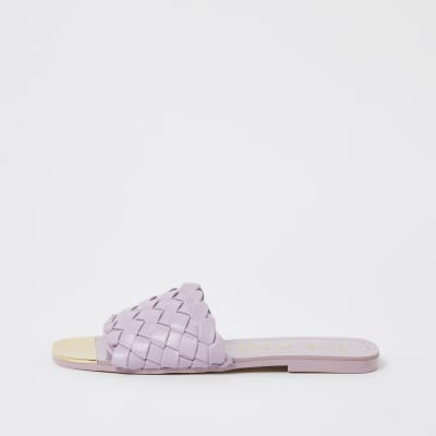 Purple woven flat sandal