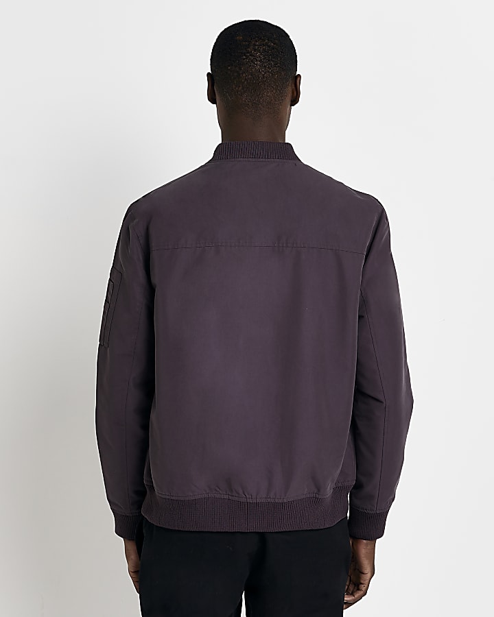 Purple zip up bomber jacket