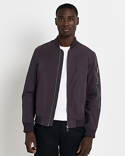 Purple zip up bomber jacket