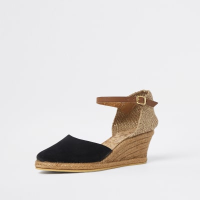 Ravel black wedge sandals