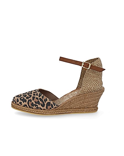 360 degree animation of product Ravel brown leopard print wedge sandals frame-3