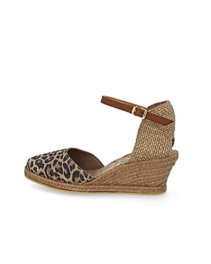 360 degree animation of product Ravel brown leopard print wedge sandals frame-4