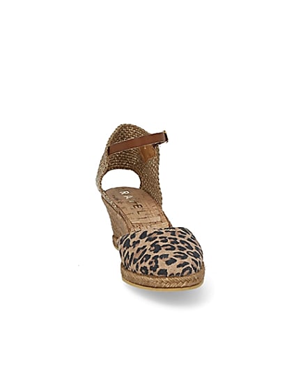 360 degree animation of product Ravel brown leopard print wedge sandals frame-20