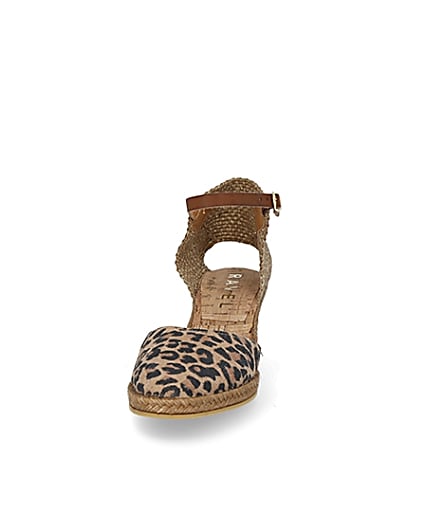 360 degree animation of product Ravel brown leopard print wedge sandals frame-22