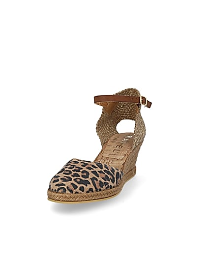 360 degree animation of product Ravel brown leopard print wedge sandals frame-23