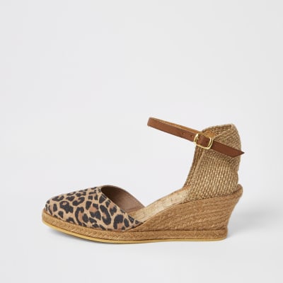 leopard print sandal wedges