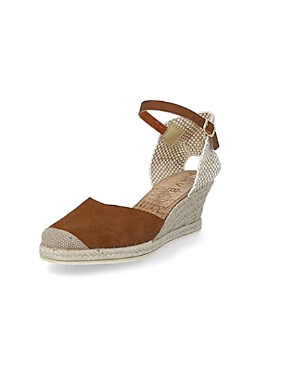 360 degree animation of product Ravel brown suede espadrille wedge sandals frame-0