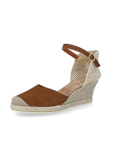 360 degree animation of product Ravel brown suede espadrille wedge sandals frame-1