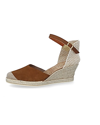 360 degree animation of product Ravel brown suede espadrille wedge sandals frame-2