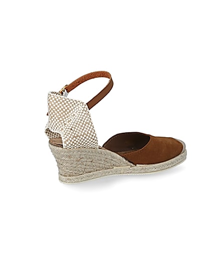 360 degree animation of product Ravel brown suede espadrille wedge sandals frame-13