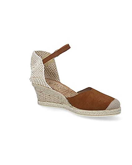 360 degree animation of product Ravel brown suede espadrille wedge sandals frame-17