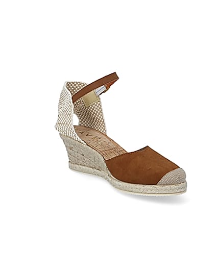 360 degree animation of product Ravel brown suede espadrille wedge sandals frame-18
