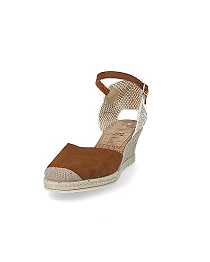 360 degree animation of product Ravel brown suede espadrille wedge sandals frame-23