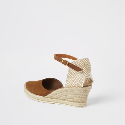 Ravel brown suede espadrille wedge sandals