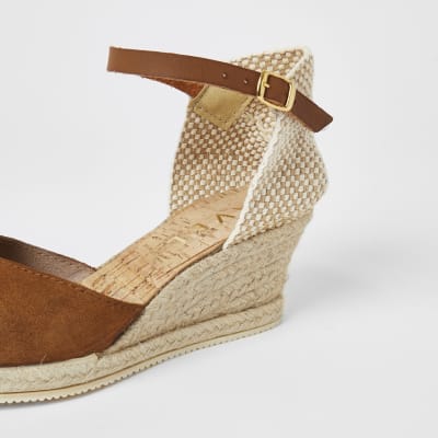 Ravel brown suede espadrille wedge sandals