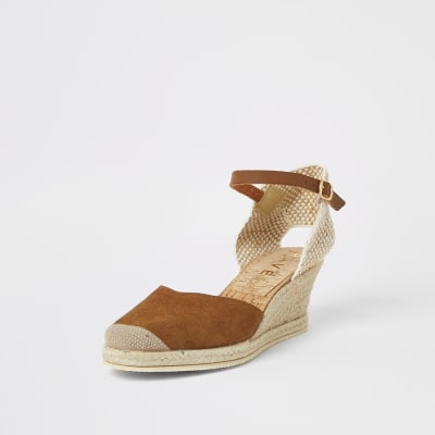 Ravel brown suede espadrille wedge sandals