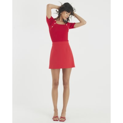 Red A Line Mini Skirt