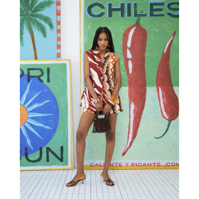 Red Atlas Linen Blend Sleeveless Waistcoat