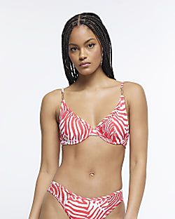 Red Balconette Bikini Top