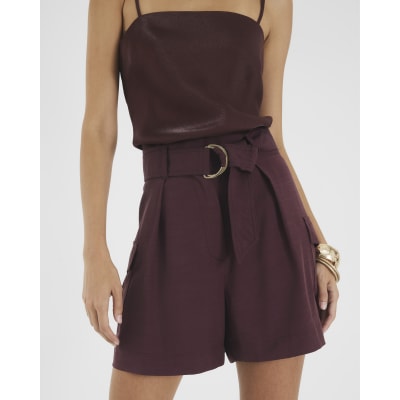 Red Belted Utility Shorts