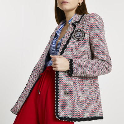 Red boucle 'RIR' blazer