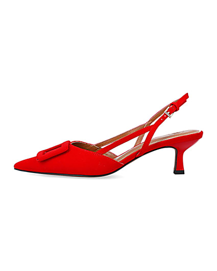 360 degree animation of product Red buckle sling back heeled court shoes frame-3
