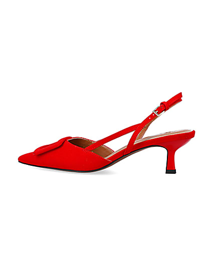 360 degree animation of product Red buckle sling back heeled court shoes frame-4