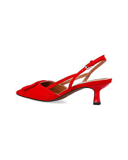 360 degree animation of product Red buckle sling back heeled court shoes frame-5