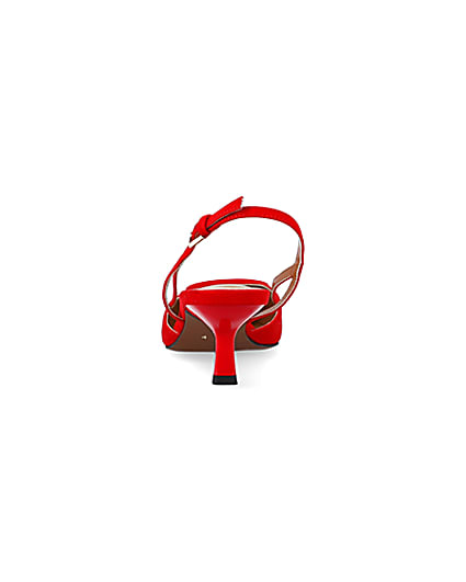 360 degree animation of product Red buckle sling back heeled court shoes frame-9