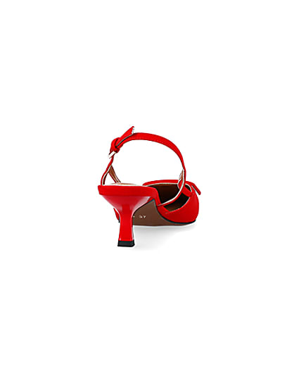 360 degree animation of product Red buckle sling back heeled court shoes frame-10