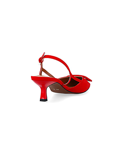 360 degree animation of product Red buckle sling back heeled court shoes frame-11