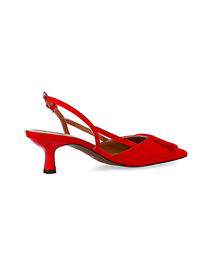 360 degree animation of product Red buckle sling back heeled court shoes frame-13