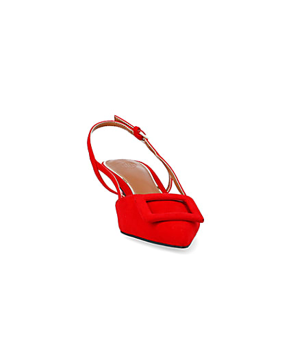 360 degree animation of product Red buckle sling back heeled court shoes frame-20