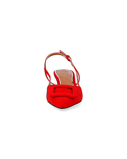 360 degree animation of product Red buckle sling back heeled court shoes frame-21