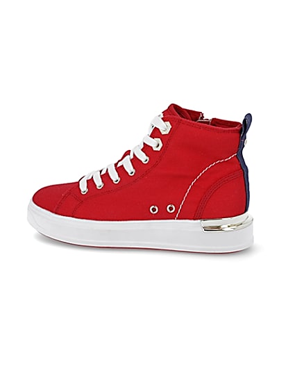 360 degree animation of product Red canvas high top trainers frame-4