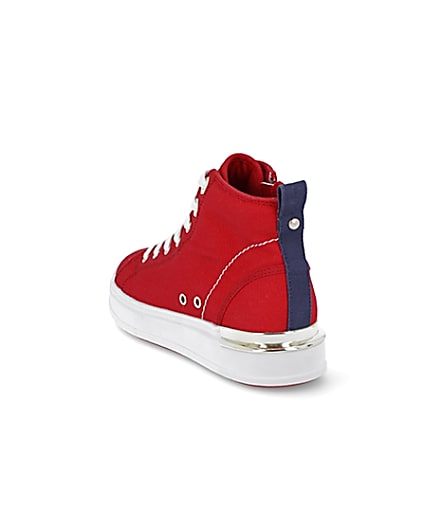 360 degree animation of product Red canvas high top trainers frame-7