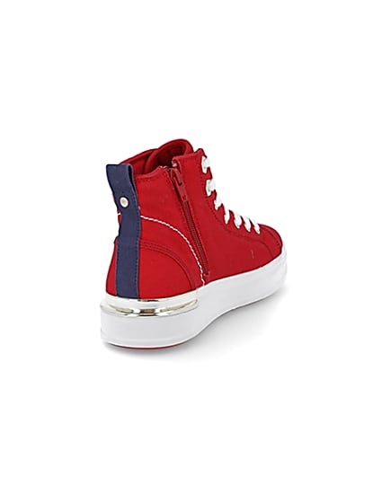 360 degree animation of product Red canvas high top trainers frame-11