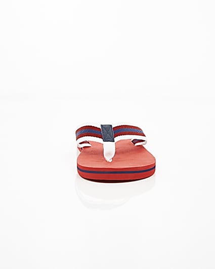 360 degree animation of product Red canvas stripe flip flops frame-4