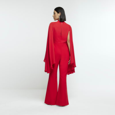 Delia Drape Jumpsuit Red, 44% OFF