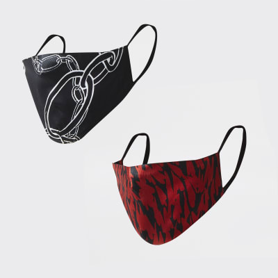Red chain print face covering pack of 2