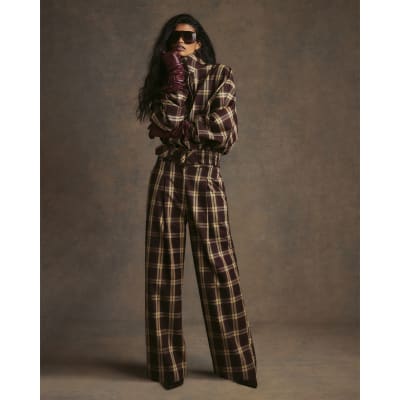 Check Wide Leg Trousers
