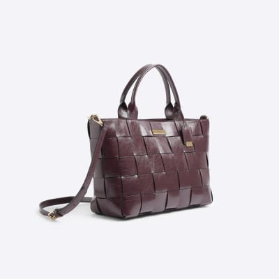Red Chunky Weave Tote Bag River Island