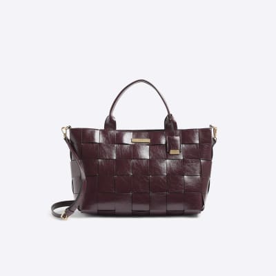 Red Chunky Weave Tote Bag River Island