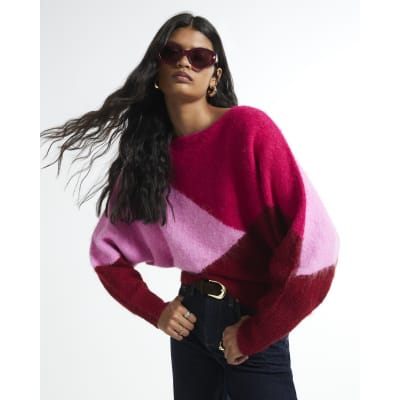 Blocked Batwing Knit Jumper