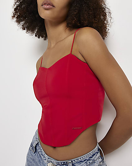 Red corset cropped top