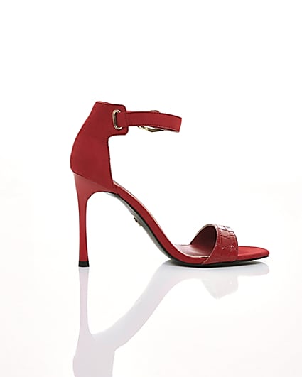 360 degree animation of product Red croc barely there sandals frame-10