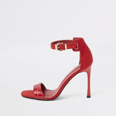 Red croc barely there sandals