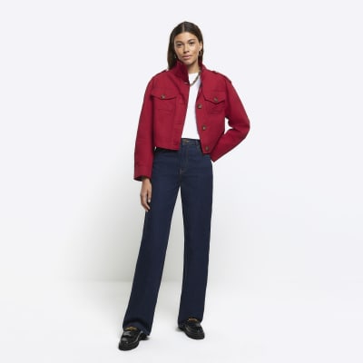 River island red coat womens clearance